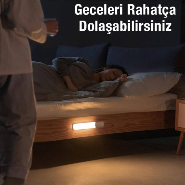 Baseus 3 Kademeli Hareket Sensörlü 1200Mah Bataryalı Gece Lambası, Dolap, Masa,Mutfak, Banyo Lambası - 3