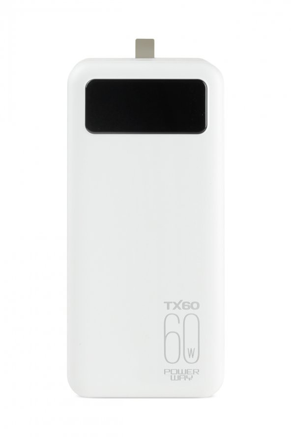 Powerway TX60 Beyaz Çoklu Çıkış Dijital Göstergeli Ekstra Kablolu 60.000 mAh (Gerçek 60.000 mAh Garantili) Powerbank - 2