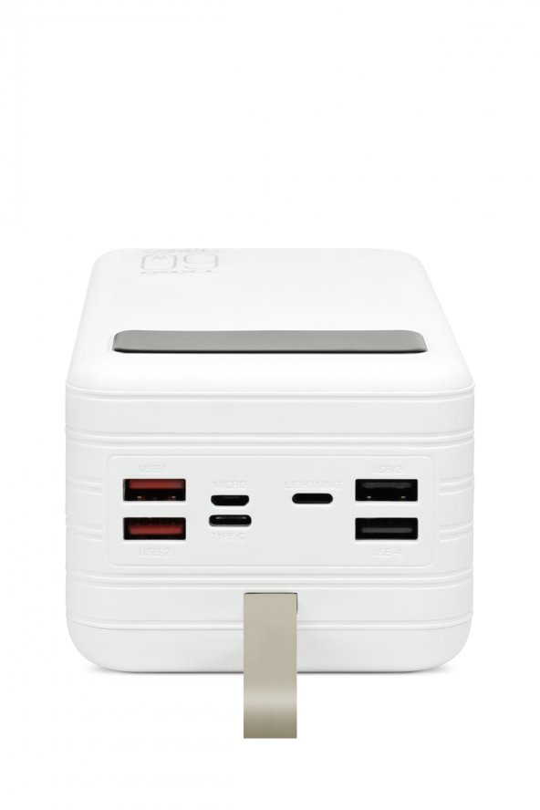 Powerway TX60 Beyaz Çoklu Çıkış Dijital Göstergeli Ekstra Kablolu 60.000 mAh (Gerçek 60.000 mAh Garantili) Powerbank - 4