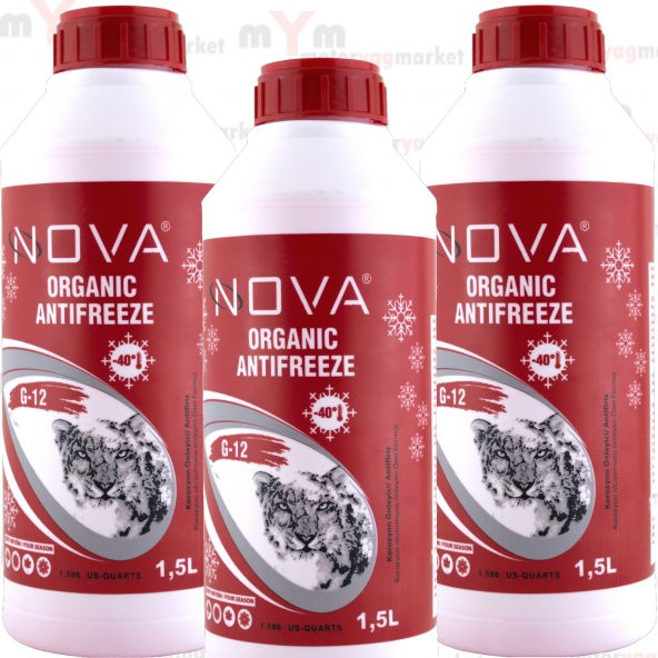 Nova -40 Derece Organik Kırmızı G12 Antifriz 1.5 Litre (3 Adet)