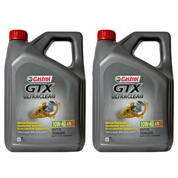 CASTROL GTX 10W-40 A3/B4 Yarı Sentetik Motor Yağı 2 x 4 L