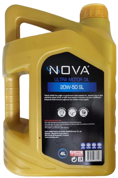 Nova 20W-50 4 Litre Motor Yağı Benzin, Lpg, Dizel Uyumlu - 2