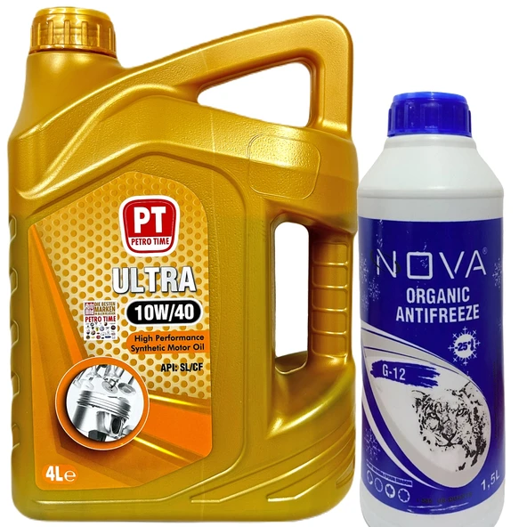 Petro Time 10W-40 Motor Yağı 4 Litre + Yeşil Antifriz 1,5 LT