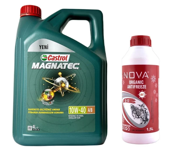 CASTROL Magnatec 10W-40 A3/B4 Motor Yağı 4 Litre + Kırmızı Antifriz 1.5 L