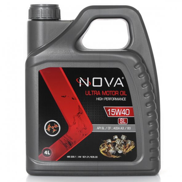 Nova 15W-40 SL 4 Litre Motor Yağı Benzin, Lpg, Dizel Araç-