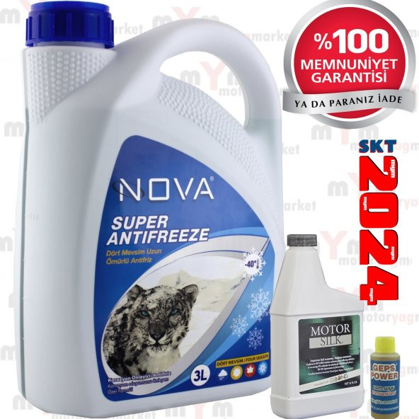 Nova ULTRA -40 Derece 3Litre Yeşil Antifriz +Motor Silk Bor Katkı