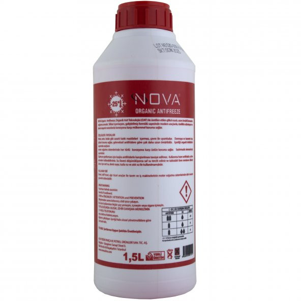 Nova -25 Derece Organik Kırmızı G12 Antifriz 1.5Litre x4 - 2