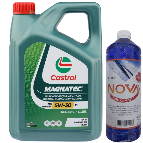 Castrol Magnatec A5 5W-30 Motor Yağı 4 Litre + Oto Cam Suyu 1 L