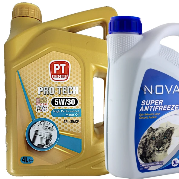 Petro Time 5W-30 Sentetik Motor Yağı 4 Litre + Y. Antifriz 3 L