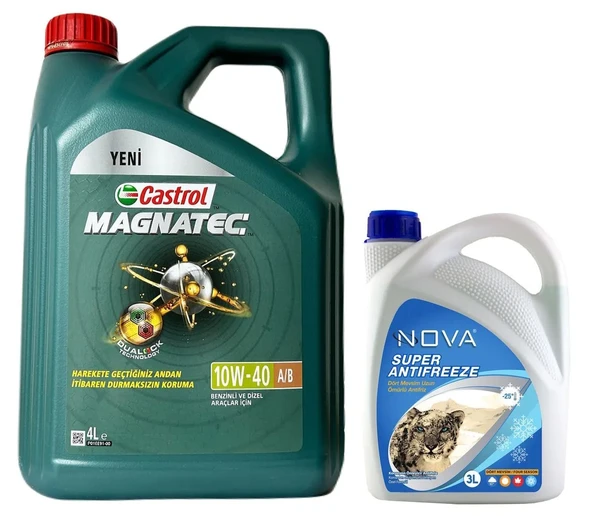 CASTROL Magnatec 10W-40 A3/B4 Motor Yağı 4 Litre + Yeşil Antifriz 3 L