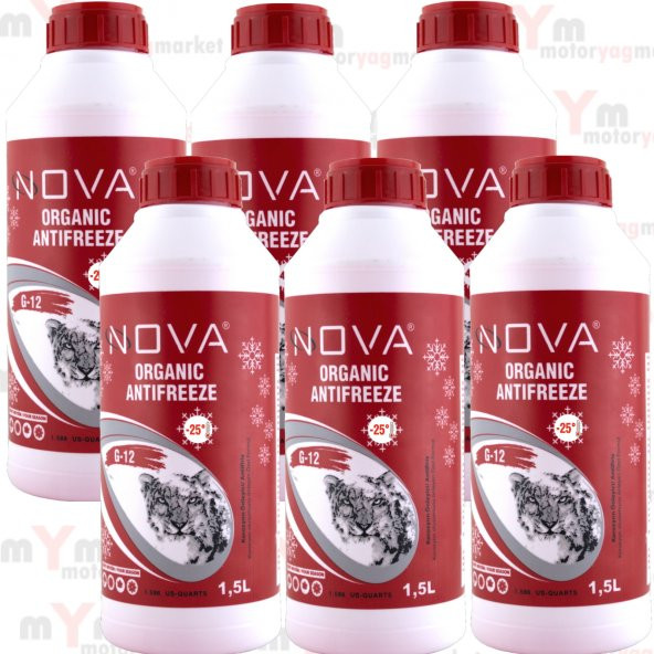 Nova -25 Derece Organik Kırmızı G12 Antifriz 1.5Litre x6