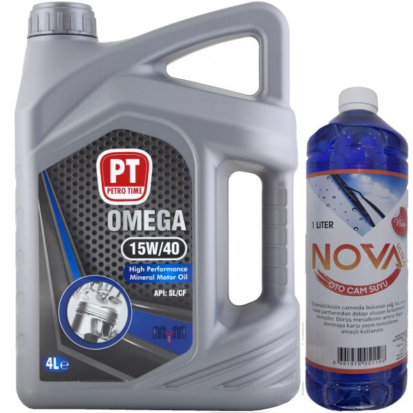 Petro Tıme 15W-40 4 Litre Benzinli ve Dizel Araç Motor Yağı (+ 1 LT Oto Cam Suyu)