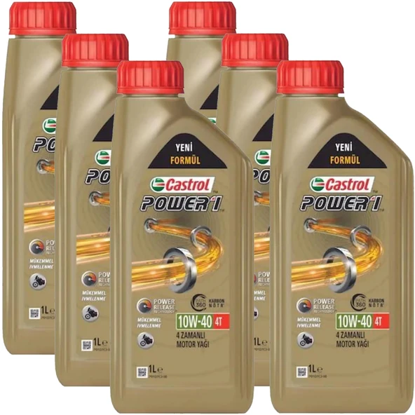 Castrol Power 1 4T 10W-40 4 Zamanlı Motosiklet Yağı 6 X 1 Litre