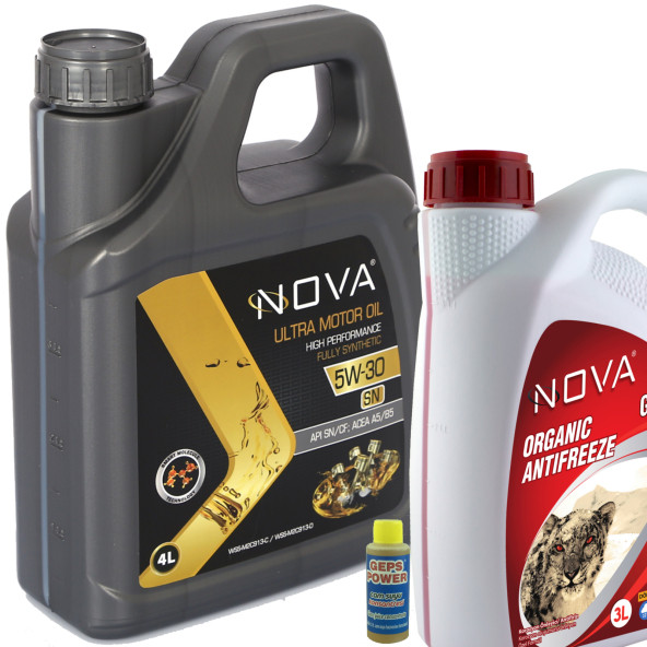 Nova SN 5W-30 4 Litre Sentetik Motor Yağı +3 L Kırmızı Antifriz