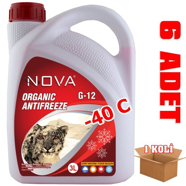 Nova ULTRA -40 Derece Organik Kırmızı Antifriz 3 Litre x 6 ADET