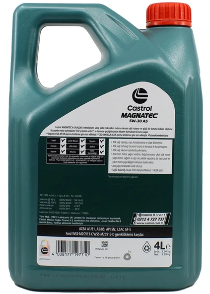 Castrol Magnatec A5 5W-30 Tam Sentetik Motor Yağı 4 x 4 Litre (1 Koli) - 3
