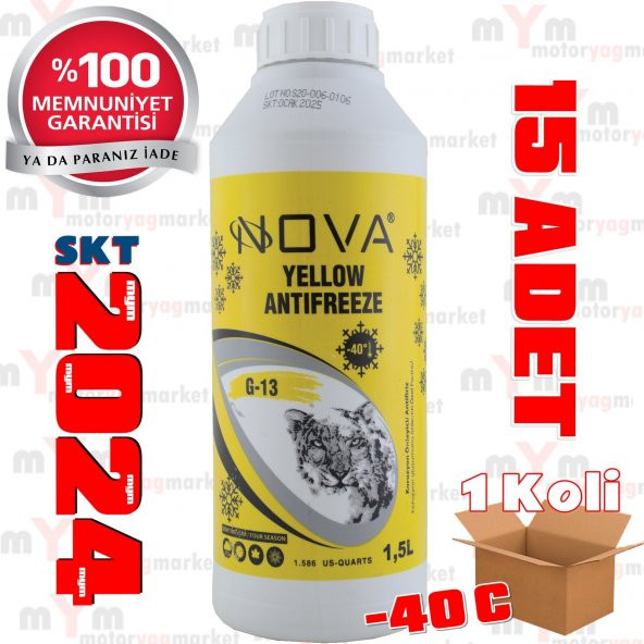 Nova -40 Derece Organik Sarı G13 Antifriz 1.5Litre  x15