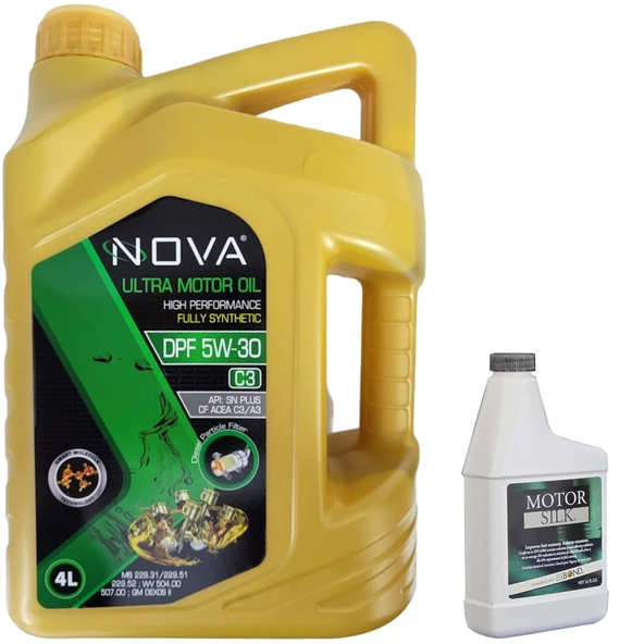 Nova DPF C3 5W-30 4 Litre Tam Sentetik Motor Yağı +Motor Silk Bor Katkı