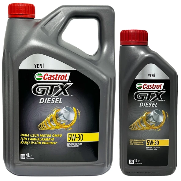 Castrol GTX Diesel 5W-30 ACEA C2 Motor Yağı 4 + 1 Litre (Toplam 5 L)
