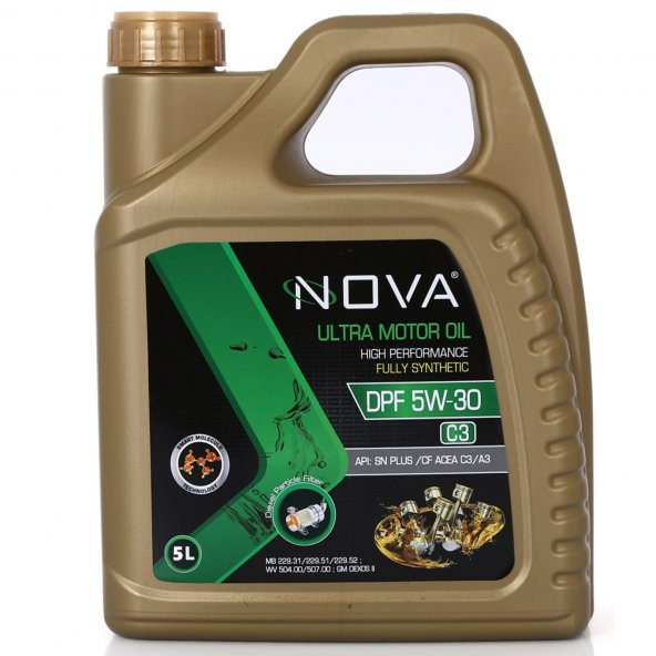 Nova 5W-30 5 Litre Tam Sentetik Motor Yağı -API: C3 DPF-
