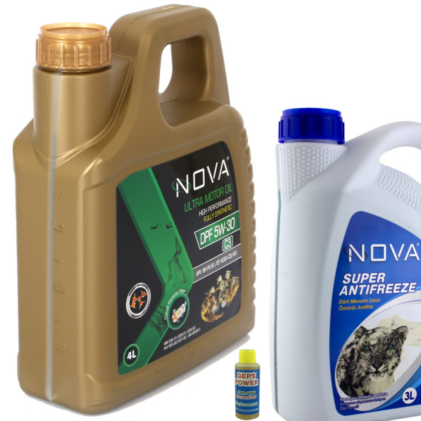 Nova DPF 5W-30 4 Litre Tam Sentetik Motor Yağı + 3LT Yeşil Antifriz