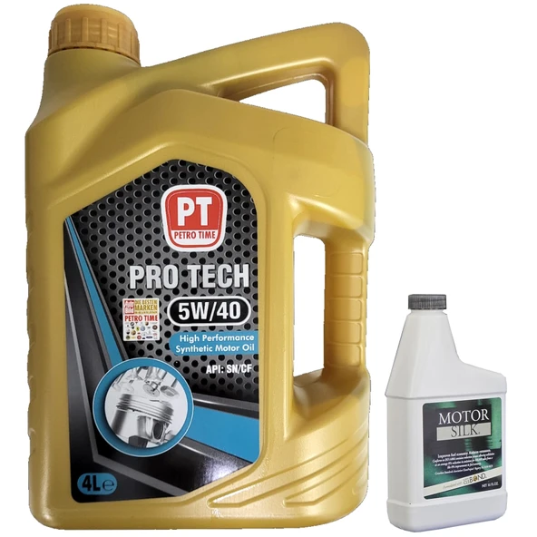 Petro Time 5W-40 Sentetik Motor Yağı 4 Litre + Motor Silk Bor Katkı