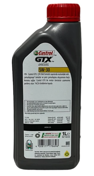 Castrol GTX Diesel 5W-30 ACEA C2 Motor Yağı 4 + 1 Litre (Toplam 5 L) - Resim 3