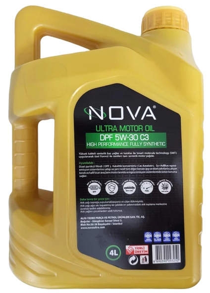 Nova 5W-30 4 Litre Tam Sentetik Motor Yağı -API: C3 DPF - 2