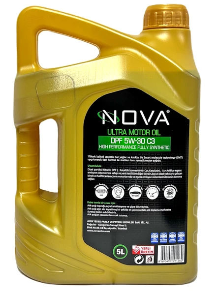 Nova 5W-30 5 Litre Tam Sentetik Motor Yağı -API: C3 DPF - Resim 2