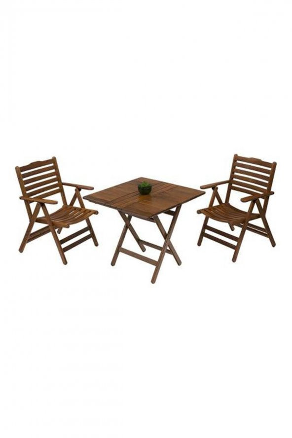 Madrid 4X Katlanır Ahşap Bahçe Balkon Takımı: 80x80 Masa + 2 Sandalye Set