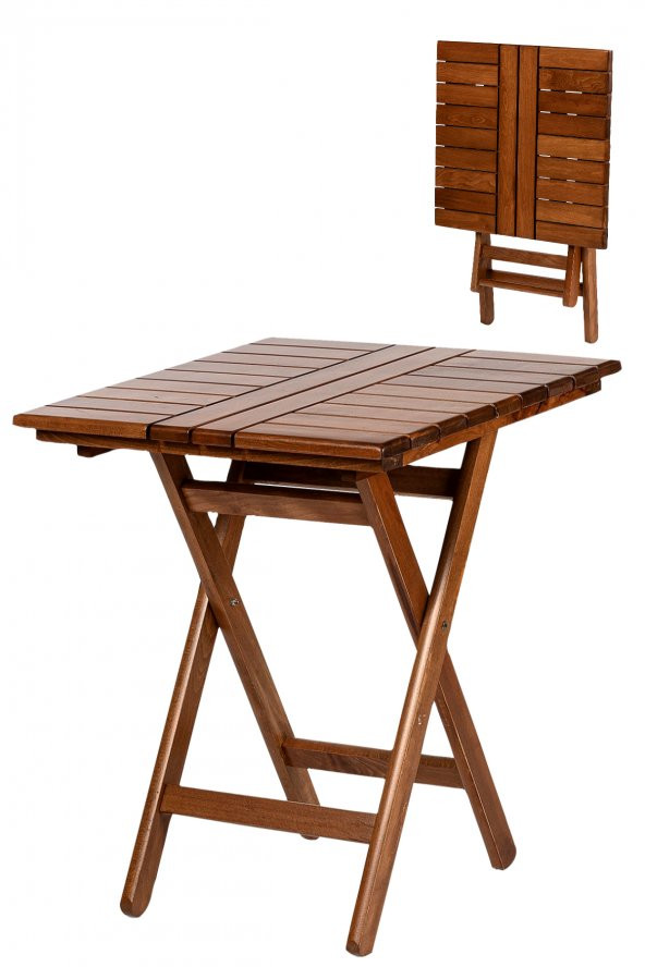Kaş Balkon Masası 60x60 - Katlanır Ahşap Bahçe Masası