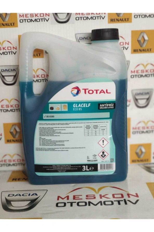 Total Glacelf Eco Bs Organik Mavi Antifriz 3 Litre Konsantre (5 Adet) - 4