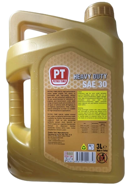 Petro Time 30 Numara Genel Maksatlı Yağlama Yağı 3 Litre - 2