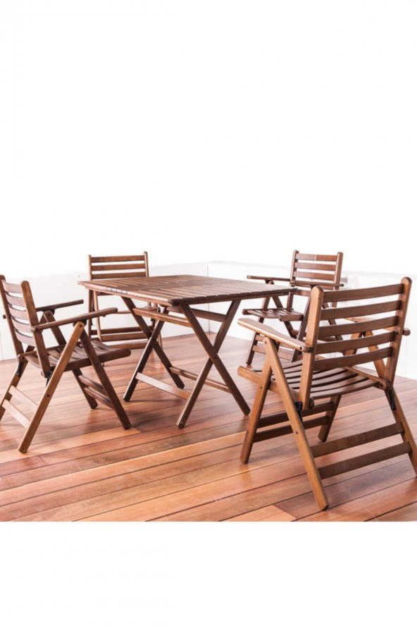 Atina Balkon Masası 80x140 -Ahşap Bahçe Masası - Katlanır Portatif Masa - 3