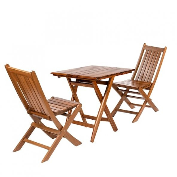 Acropol Atina Ahşap Bahçe Takımı, Katlanır Balkon Set: 60x60 Masa + 2 Sandalye - 3