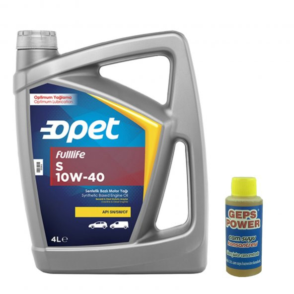 Opet Fulllife S 10W-40 Sentetik Motor Yağı 4 L + 80 ml Cam Sabunu