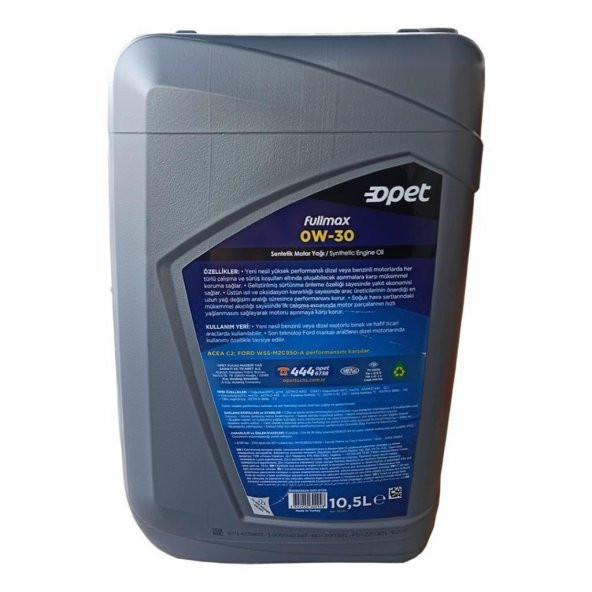 Opet Fullmax 0W- 30 Sentetik Motor Yağı 10500 ML - 2