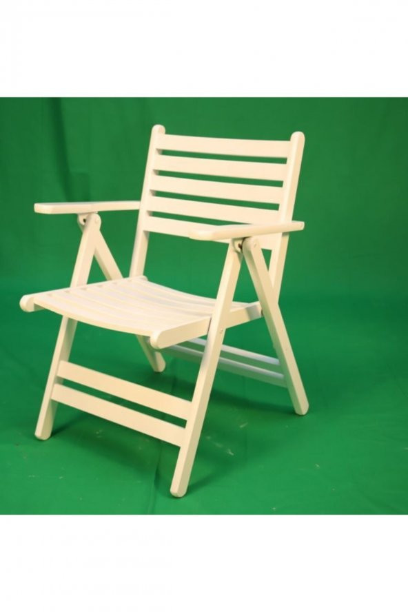London Ahşap Sandalye Beyaz (Masif Ahşap, 4 Kademeli Yaslanma, Katlanır Yapı)