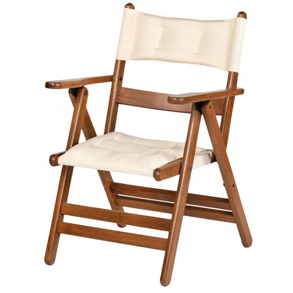 Atina Lüx Katlanabilir Ahşap Bahçe Balkon Sandalyesi - Minder Oturum ve Sırtlık