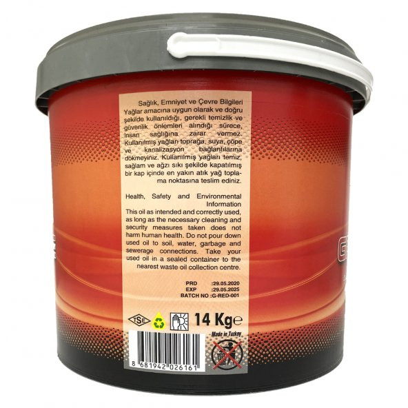 Petro Time Kırmızı Gres 14 kg Kova Rulman Gresi - Suya Karsı Direnci Yüksektir - 2
