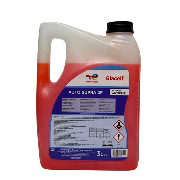 Total Glacelf Auto Supra 2F Konsantre Antifriz Kırmızı 3 Litre (5 Adet) - Resim 2