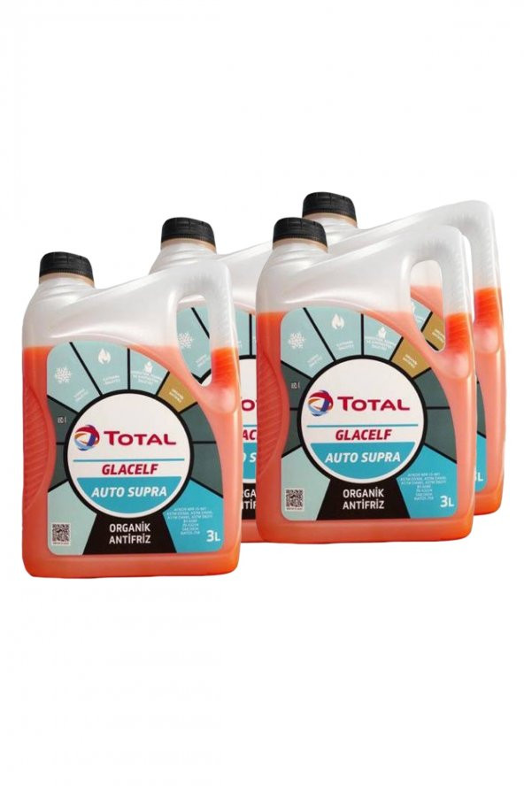 Total Glacelf Auto Supra Antifriz Konsantre Kırmızı 3 Litre (4 Adet)
