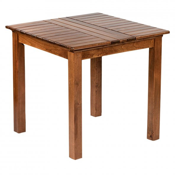 Marmaris Ahşap Bahçe Balkon Takımı: 80x80 Sabit Ayaklı Masa + 2 PVC Kumaşlı Sandalye Set - 4