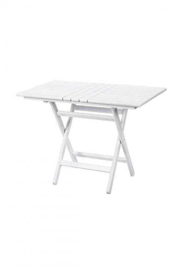 Atina Ahşap Masa 80x120 Beyaz | Katlanır Bahçe Balkon Mutfak Masası