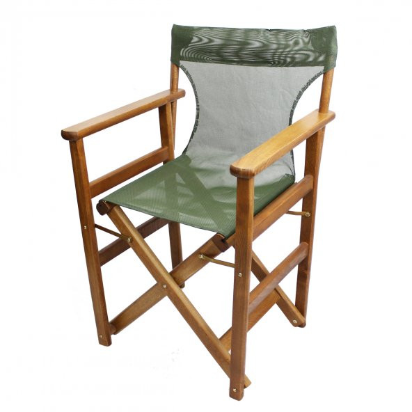 Yönetmen Katlanır Ahşap Bahçe Balkon Sandalyesi - Yeşil Renk PVC