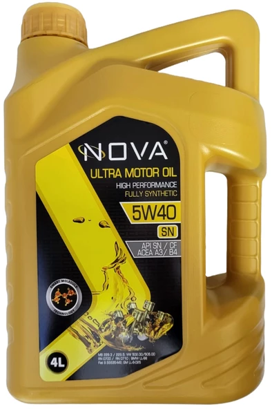 Nova 5W-40 4 Litre Tam Sentetik Motor Yağı API: SN, ACEA A3-B4