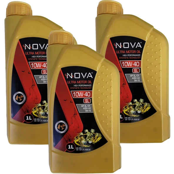 Nova 10W-40 Motor Yağı 3 X 1 Litre - Benzinli, Lpgli, Dizel Araç Uyumlu