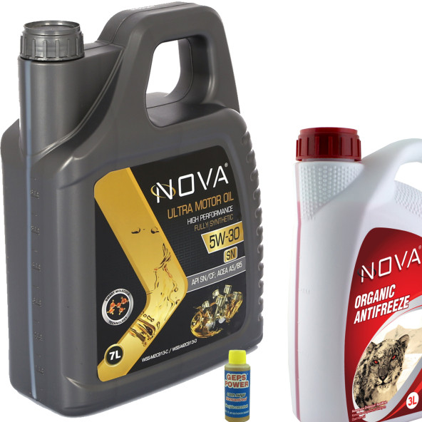 Nova 5W-30 7 Litre Tam Sentetik Motor Yağı +3LT Kırmızı Antifriz