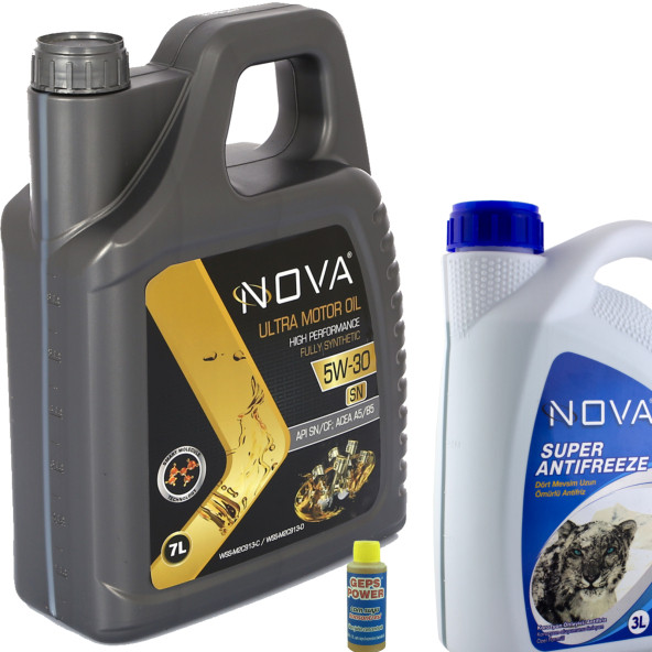 Nova 5W-30 7 Litre Tam Sentetik Motor Yağı +3LT Yeşil Antifriz