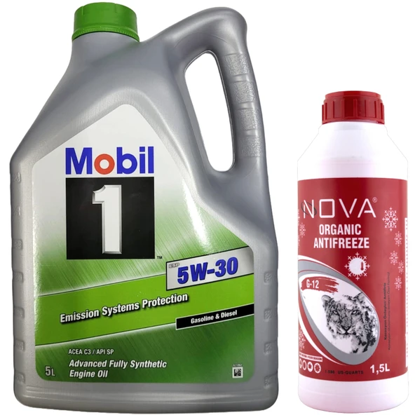Mobil 1 ESP 5W-30 Tam Sentetik Motor Yağı 5 Litre + K. Antifriz 1,5 L